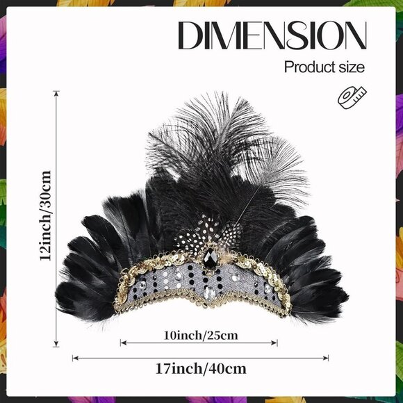 Women\'s Feather Headband Ostrich Sequin Luxury Elastic for Parties Weddings main image 5